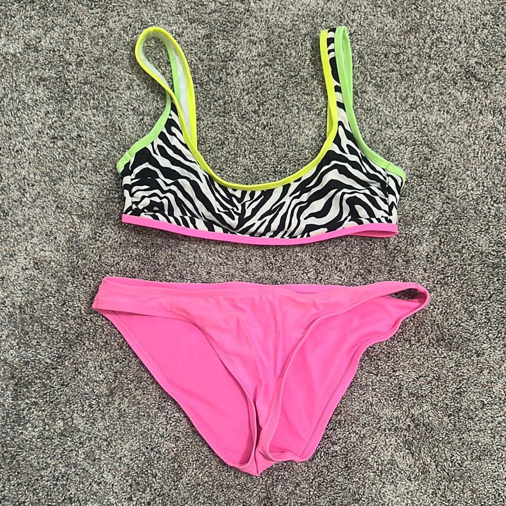 Zebra Print Bikini Top and Pink Bottom